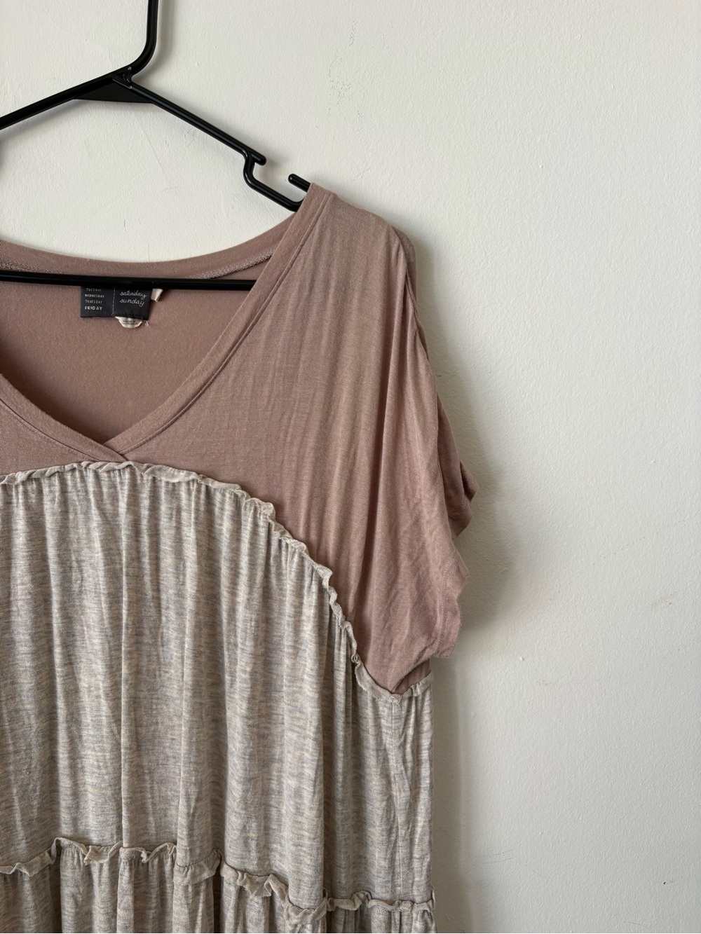 Two-Tone Taupe & Beige V-Neck Maxi Dress - Picture 4 of 5